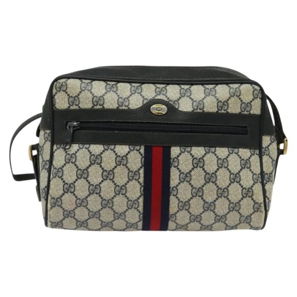 GUCCI GG Supreme Sherry Line Shoulder Bag PVC Navy Gold 98 02 005 Auth BA4122 - Picture 2 of 16